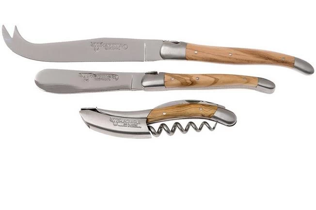 Laguiole En Aubrac Wine-/cheese Set 3-piece Olive Wood, SFV99OLIH 3 Laguiole En Aubrac Wine-/cheese Set 3-piece Olive Wood, SFV99OLIH